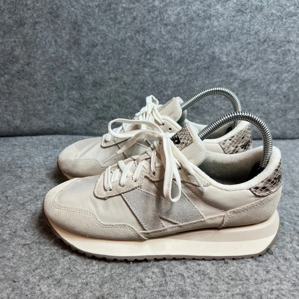 New Balance 237 Womens Beige Cream Sneakers Python Detail Low Top Shoes Size 7